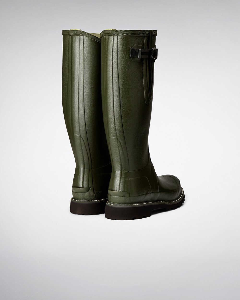 Hunter Hombre Balmoral Side Adjustable - Botas de Lluvia Verde Oscuro Oliva - 047-XNKYSO